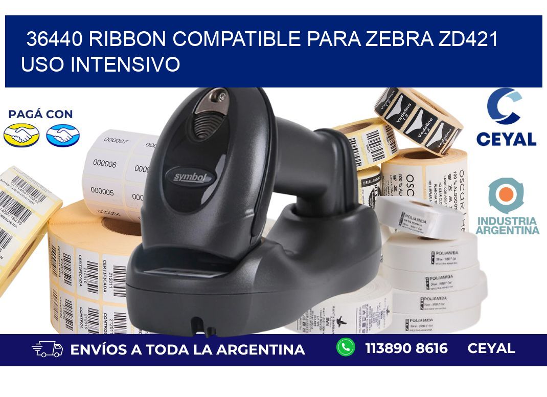 36440 ribbon compatible para zebra zd421 uso intensivo