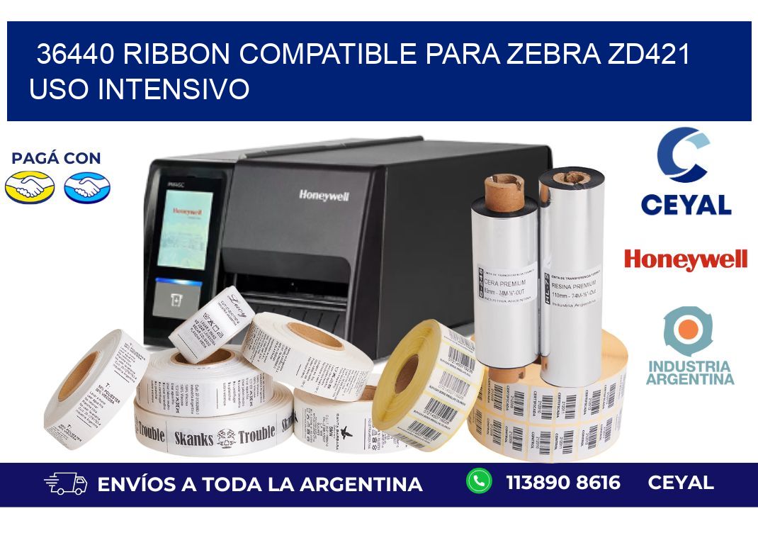 36440 ribbon compatible para zebra zd421 uso intensivo