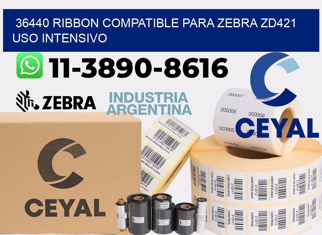 36440 ribbon compatible para zebra zd421 uso intensivo