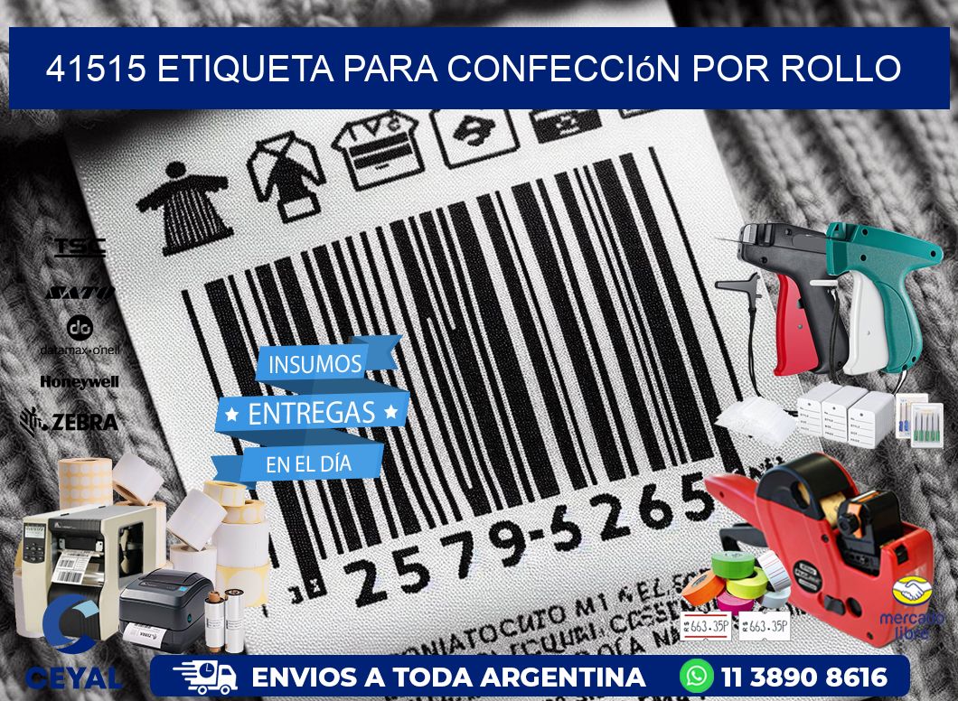 41515 etiqueta para confección por rollo