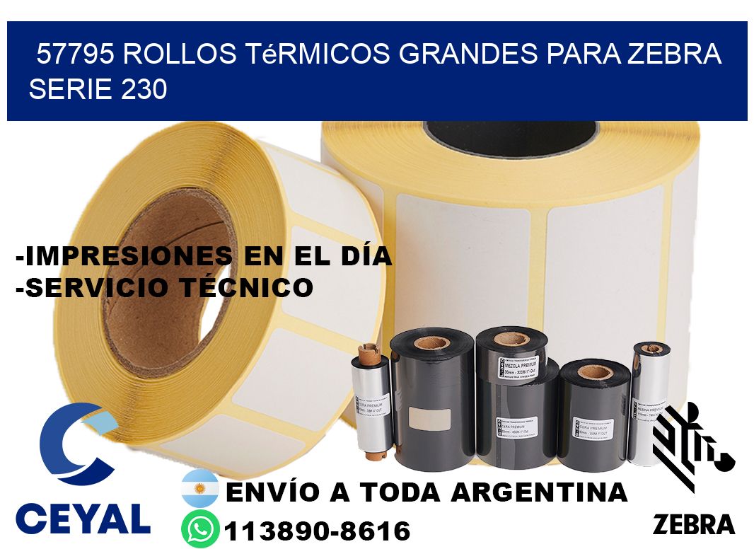 57795 rollos térmicos grandes para zebra serie 230