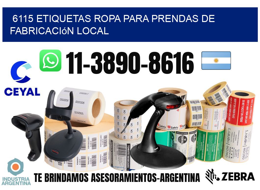 6115 Etiquetas ropa para prendas de fabricación local