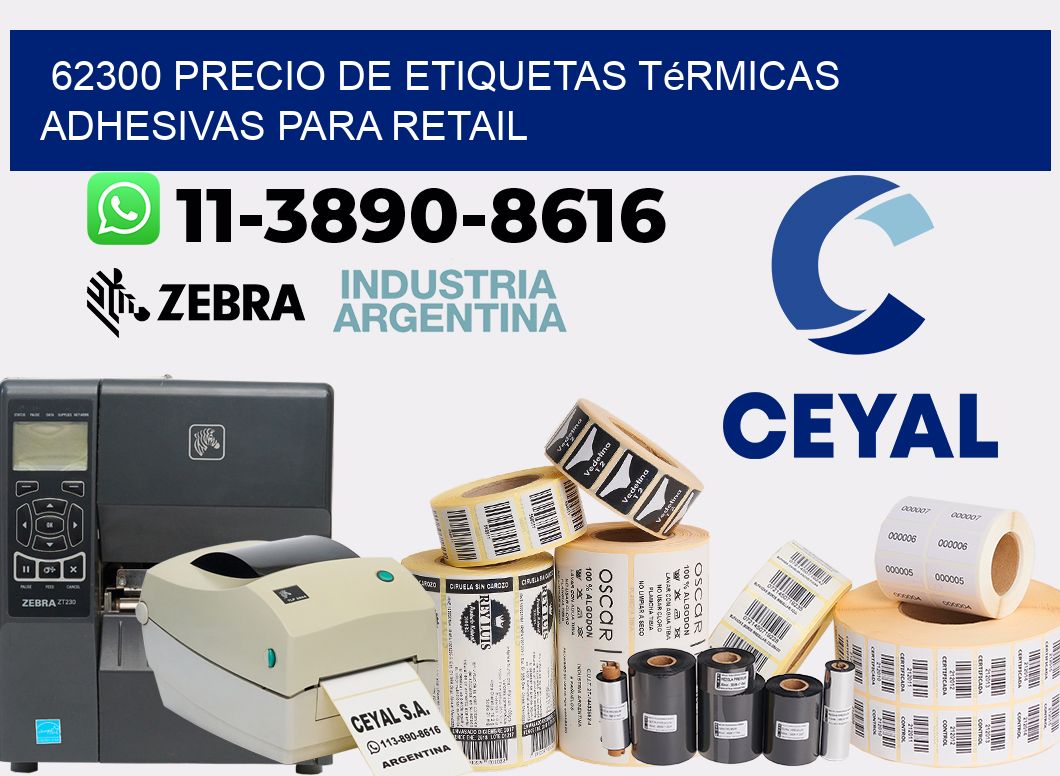 62300 precio de etiquetas térmicas adhesivas para retail