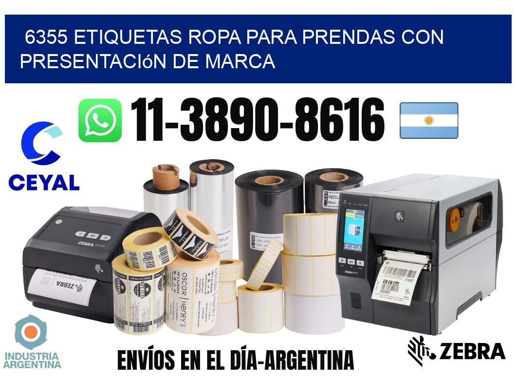 6355 Etiquetas ropa para prendas con presentación de marca