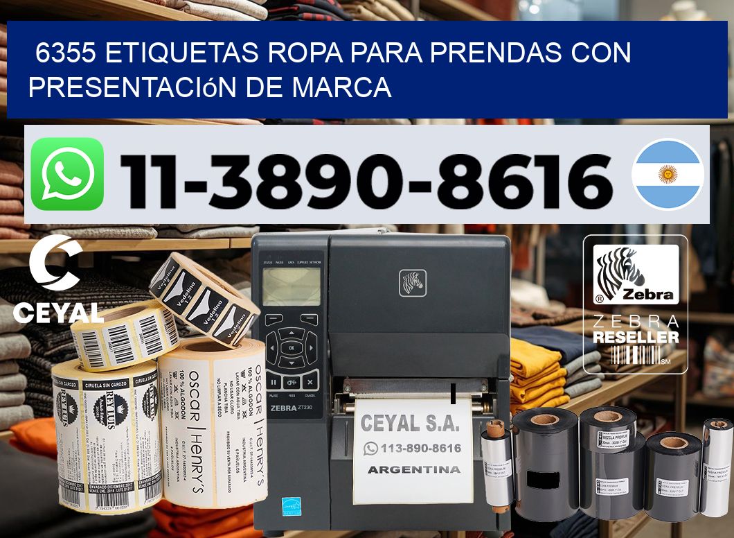 6355 Etiquetas ropa para prendas con presentación de marca