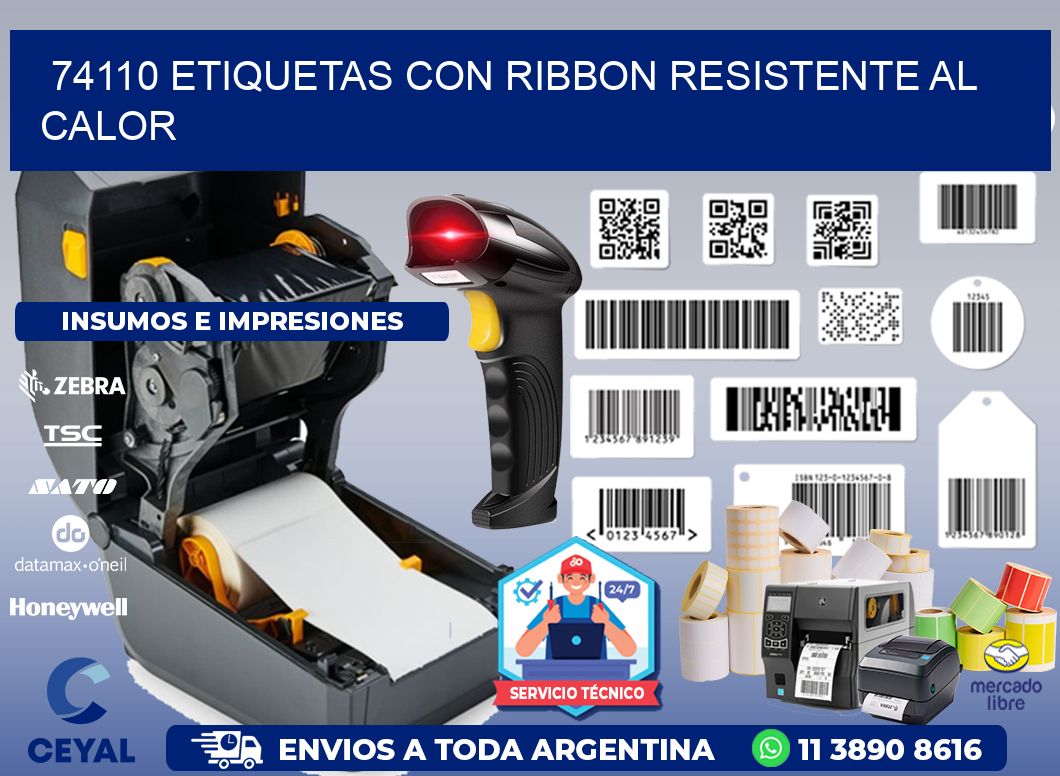 74110 etiquetas con ribbon resistente al calor