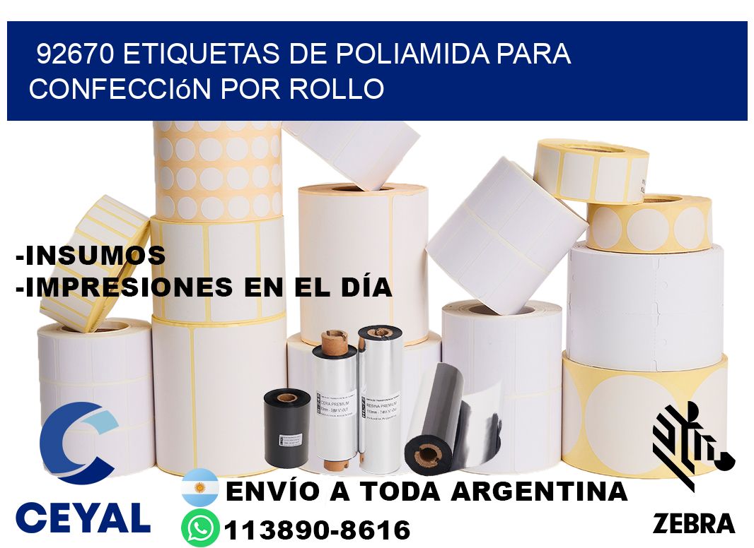 92670 etiquetas de poliamida para confección por rollo