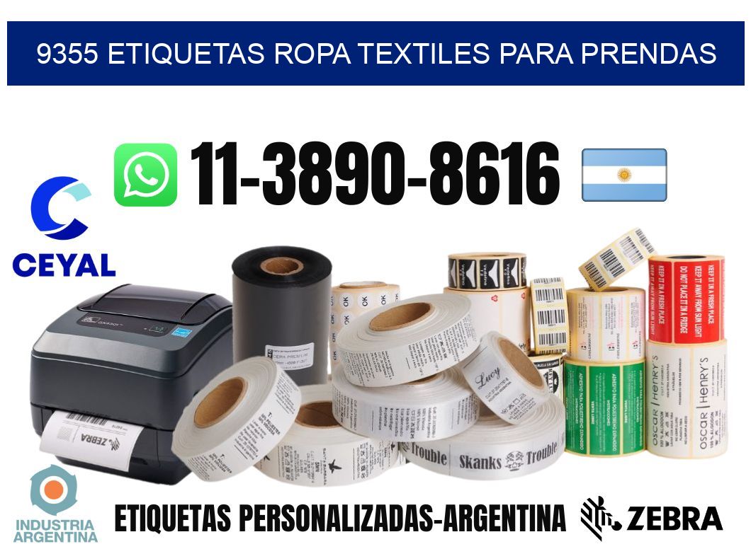 9355 Etiquetas ropa textiles para prendas