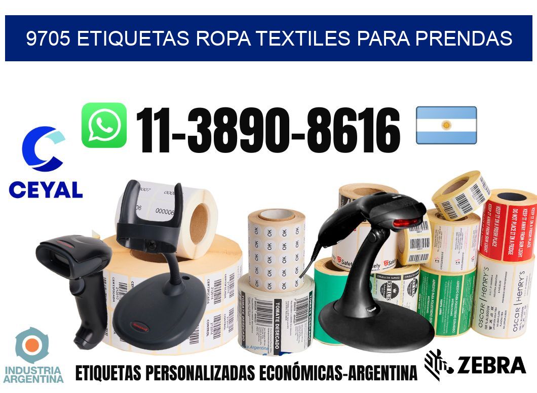 9705 Etiquetas ropa textiles para prendas