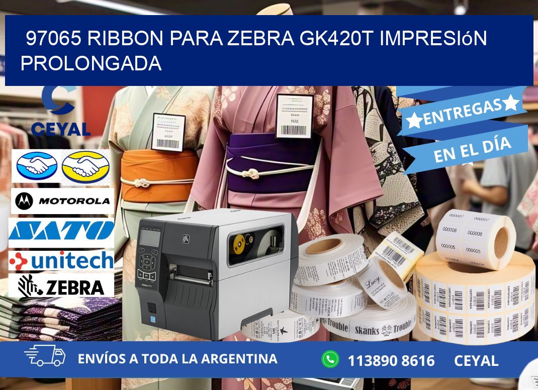 97065 ribbon para zebra gk420t impresión prolongada