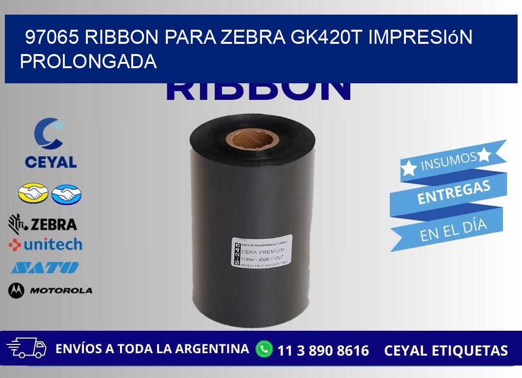 97065 ribbon para zebra gk420t impresión prolongada