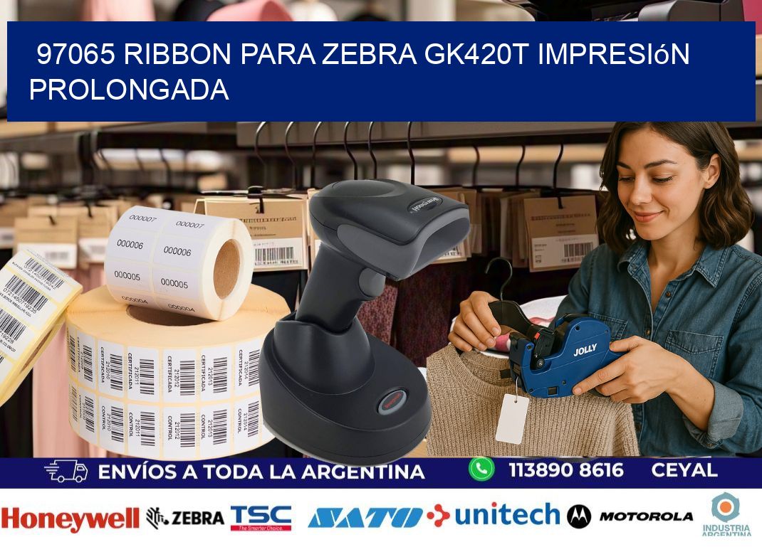 97065 ribbon para zebra gk420t impresión prolongada