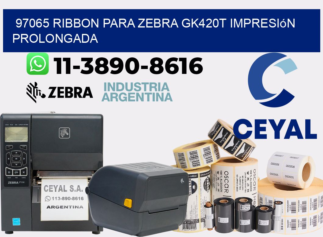 97065 ribbon para zebra gk420t impresión prolongada