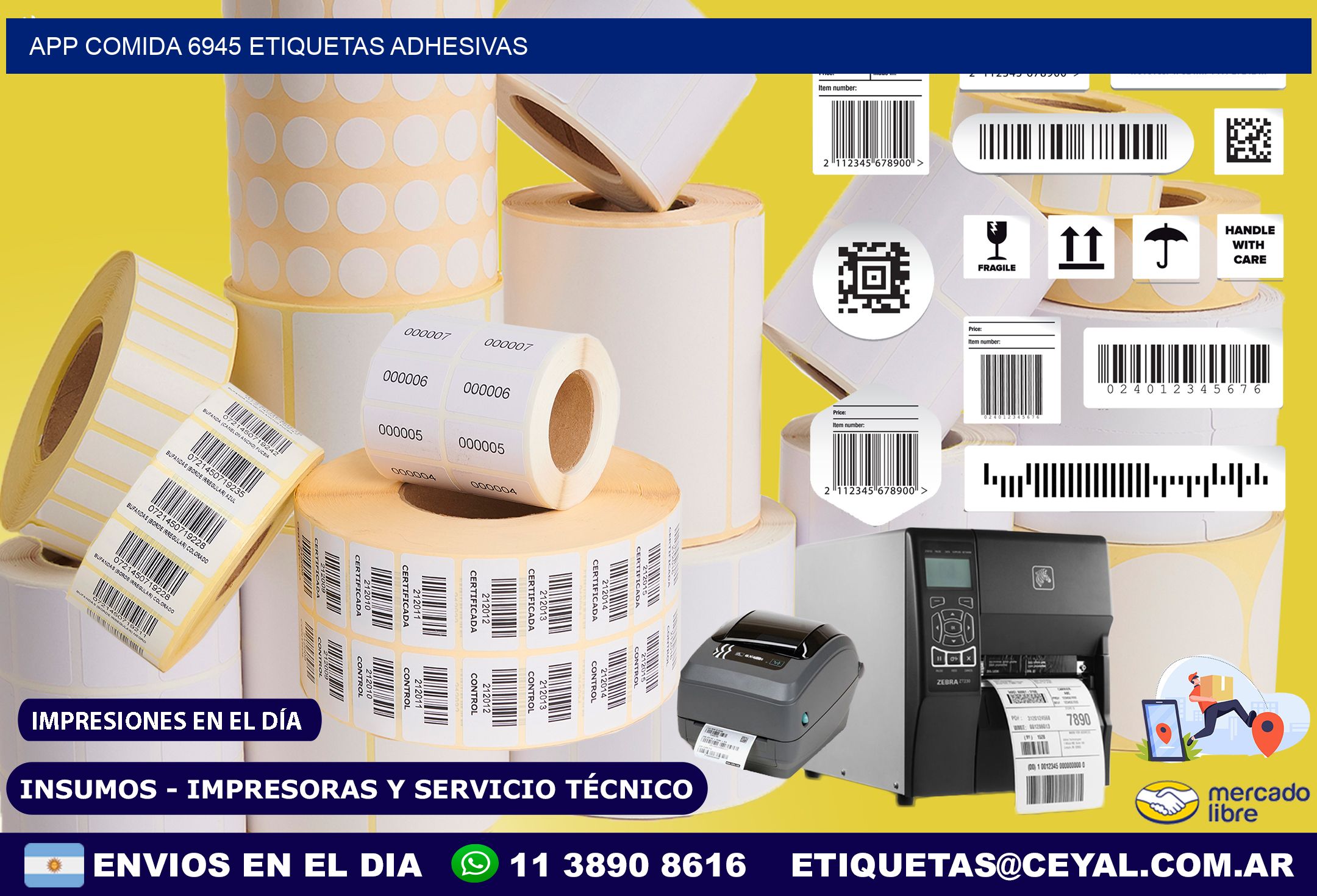 App comida 6945 etiquetas adhesivas