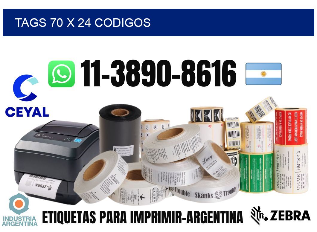 tags 70 x 24 codigos