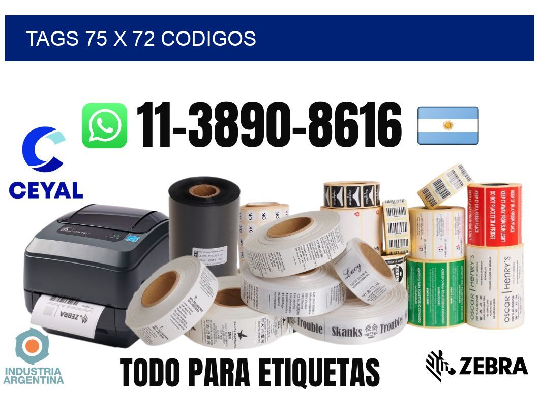 tags 75 x 72 codigos