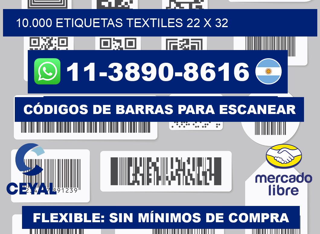 10.000 ETIQUETAS TEXTILES 22 x 32