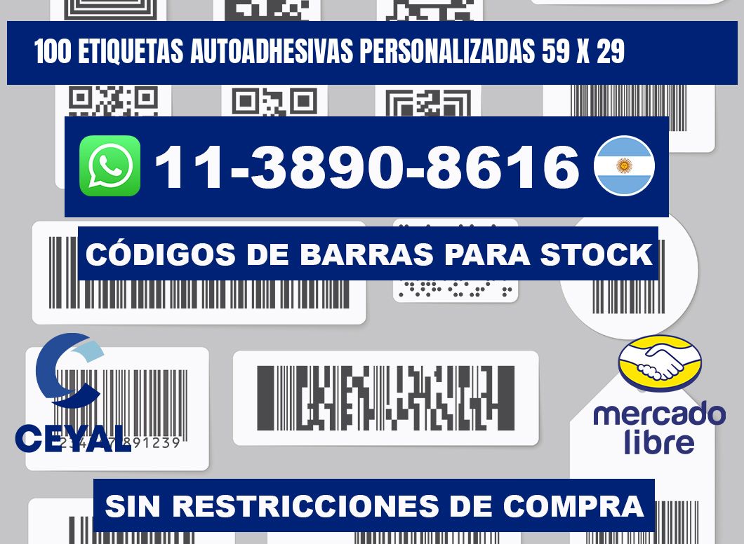 100 Etiquetas autoadhesivas personalizadas 59 x 29
