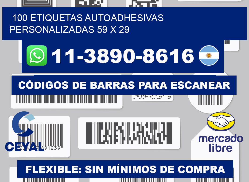 100 Etiquetas autoadhesivas personalizadas 59 x 29