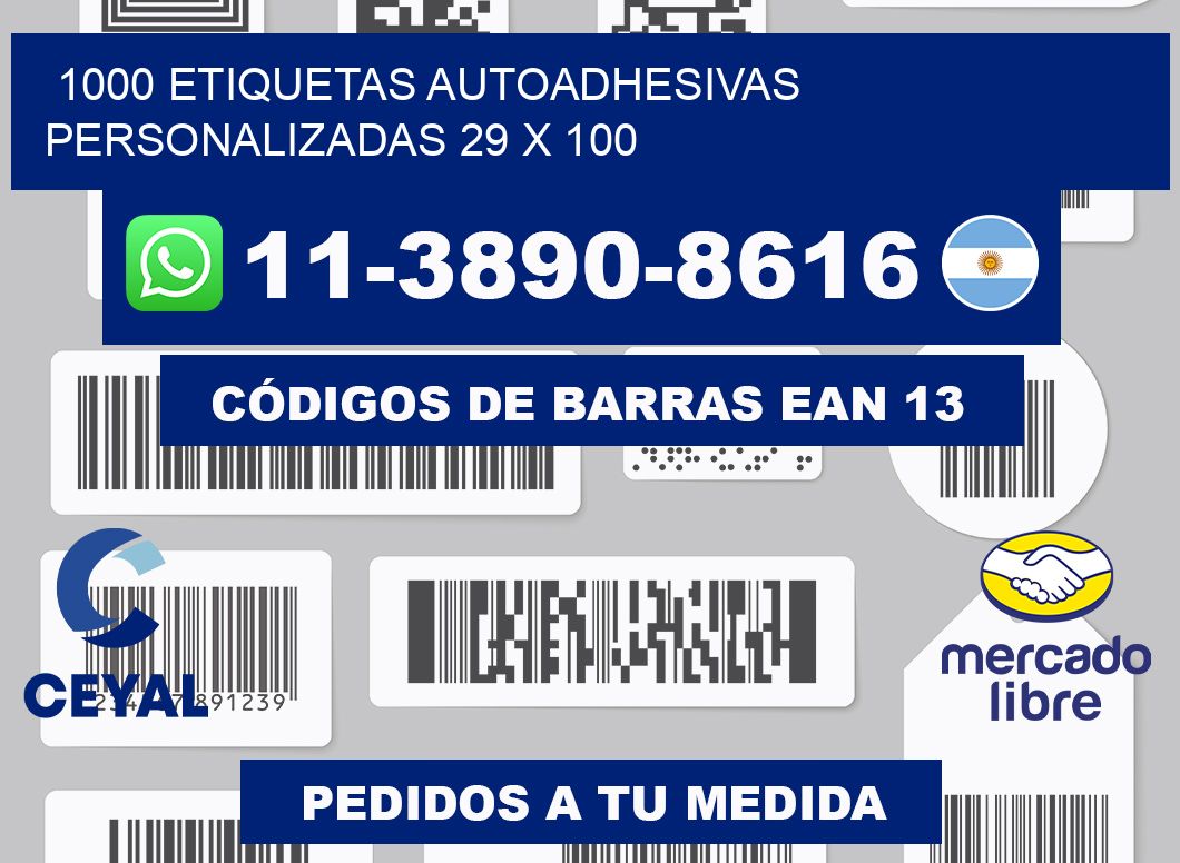 1000 Etiquetas autoadhesivas personalizadas 29 x 100