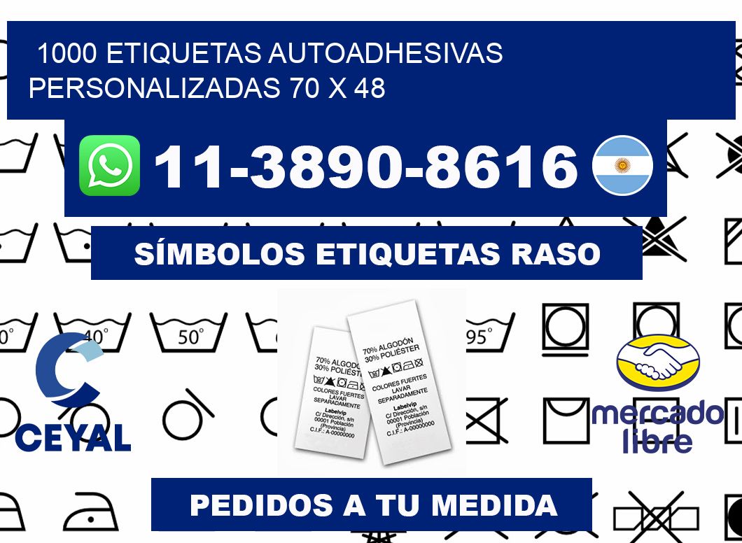 1000 Etiquetas autoadhesivas personalizadas 70 x 48