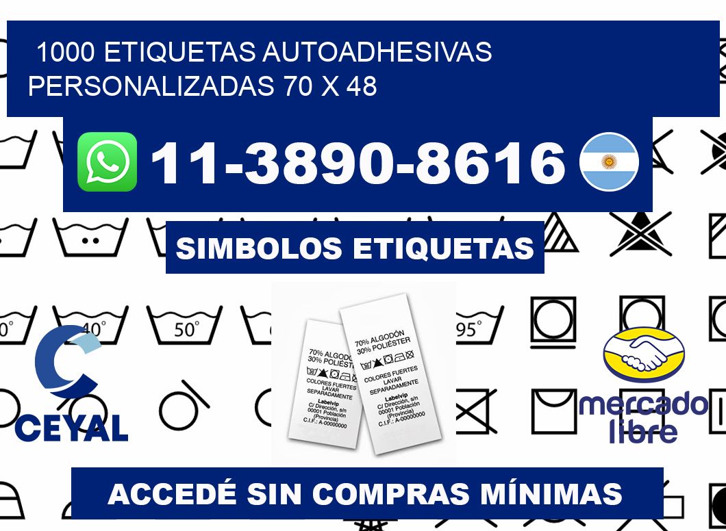 1000 Etiquetas autoadhesivas personalizadas 70 x 48