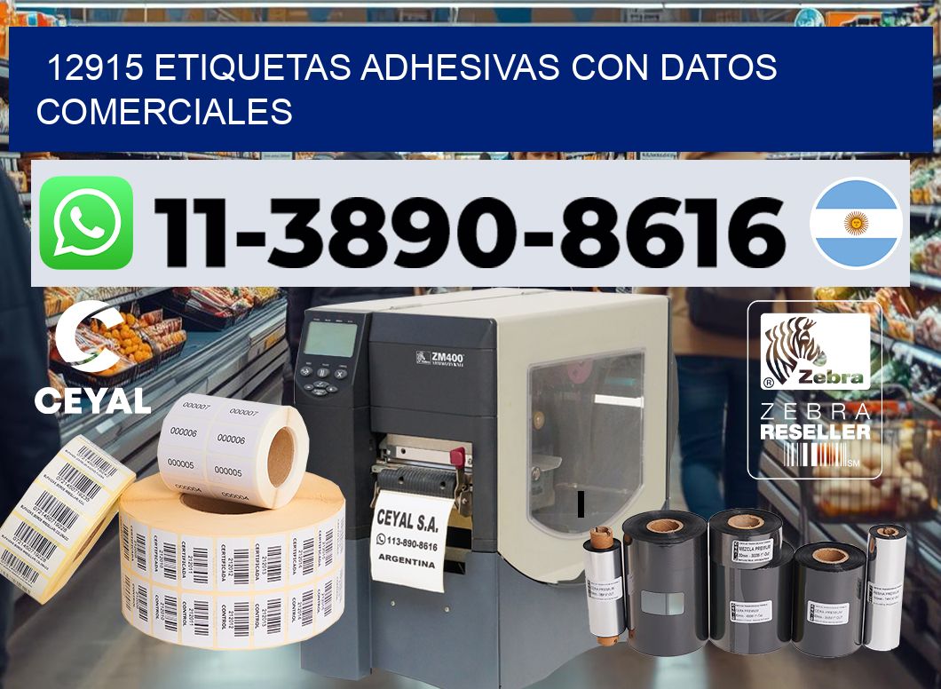 12915 Etiquetas adhesivas con datos comerciales