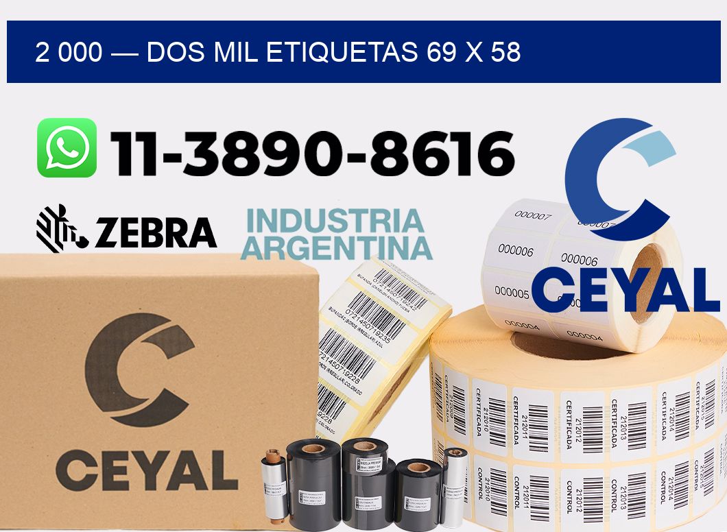 2 000 — dos mil etiquetas 69 x 58