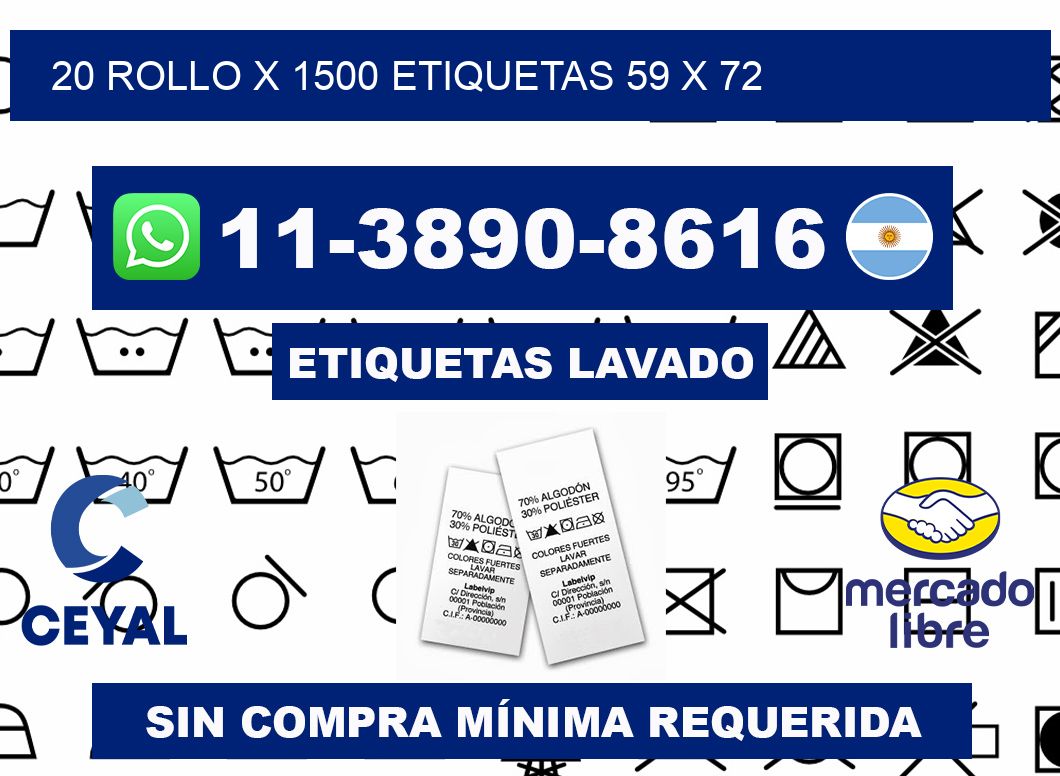 20 rollo x 1500 etiquetas 59 x 72
