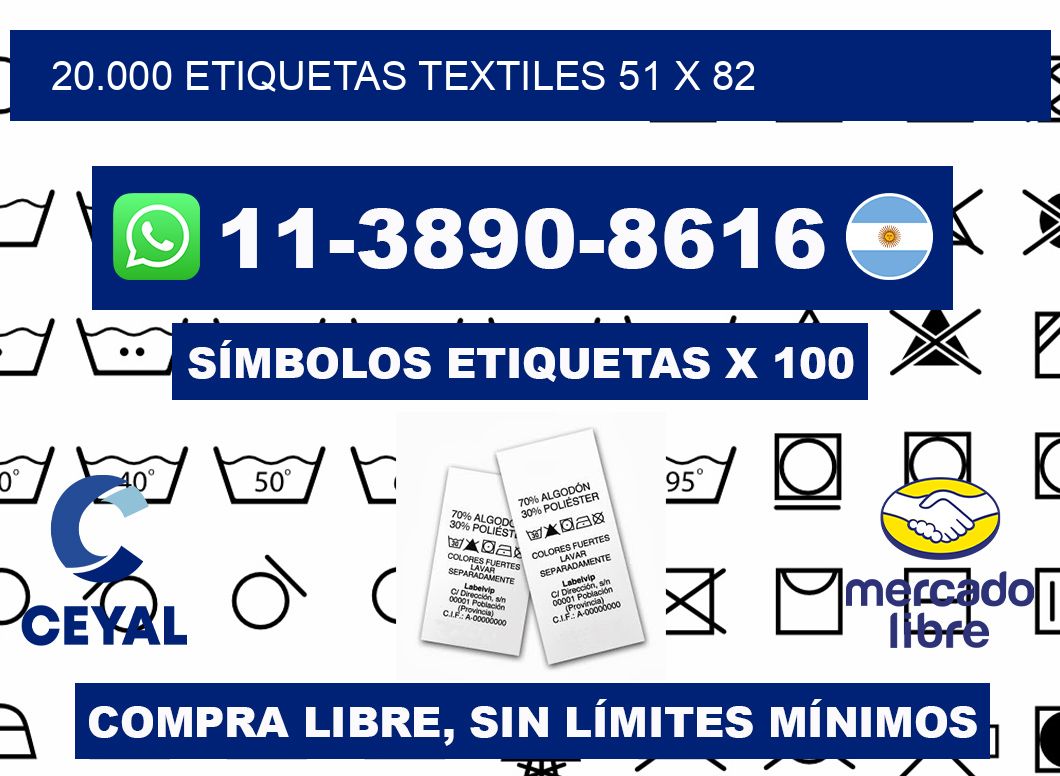 20.000 ETIQUETAS TEXTILES 51 x 82