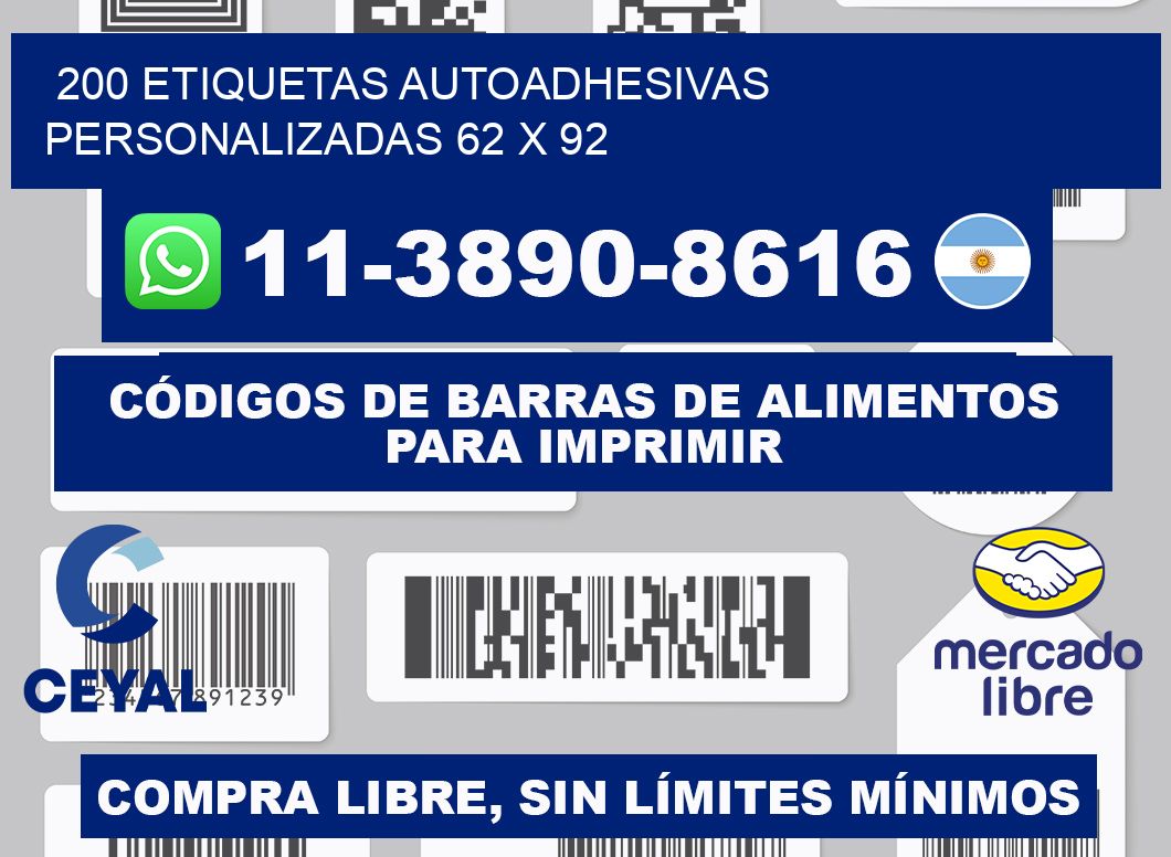 200 Etiquetas autoadhesivas personalizadas 62 x 92