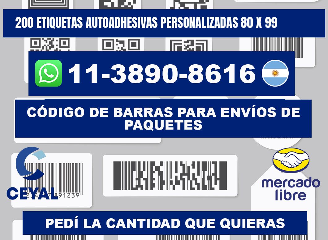 200 Etiquetas autoadhesivas personalizadas 80 x 99