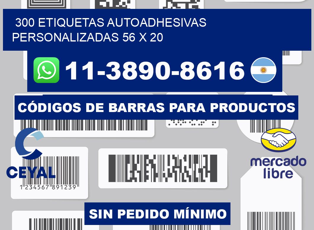 300 Etiquetas autoadhesivas personalizadas 56 x 20