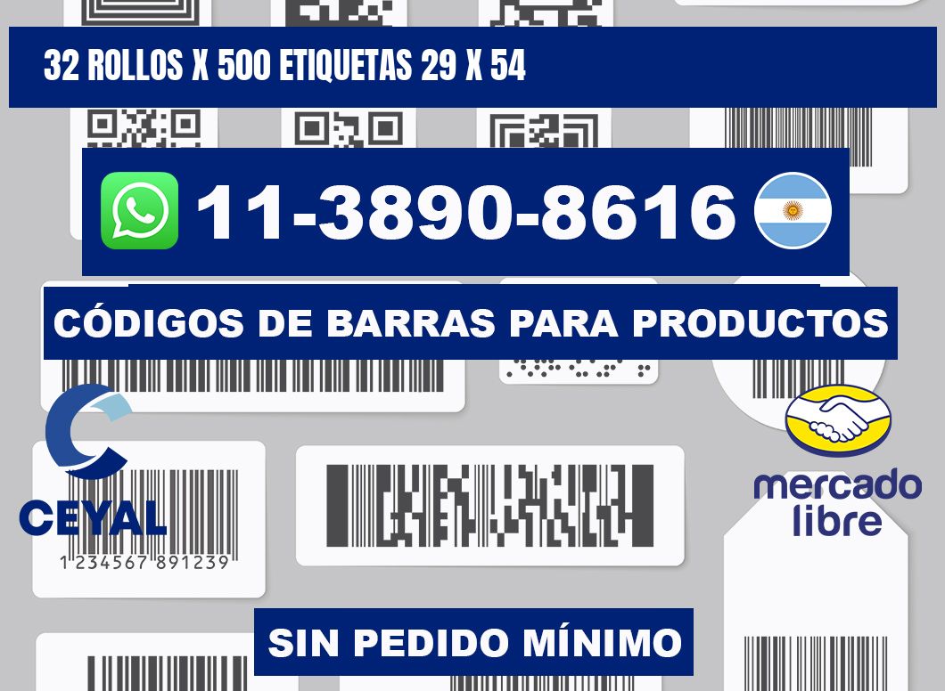 32 rollos x 500 etiquetas 29 x 54