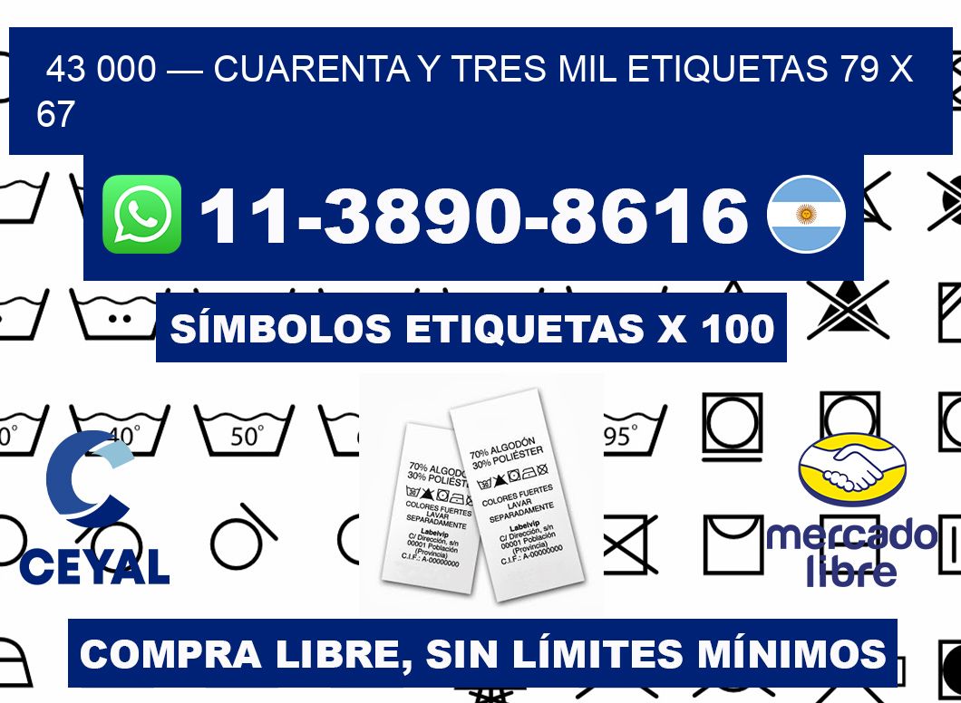 43 000 — cuarenta y tres mil etiquetas 79 x 67