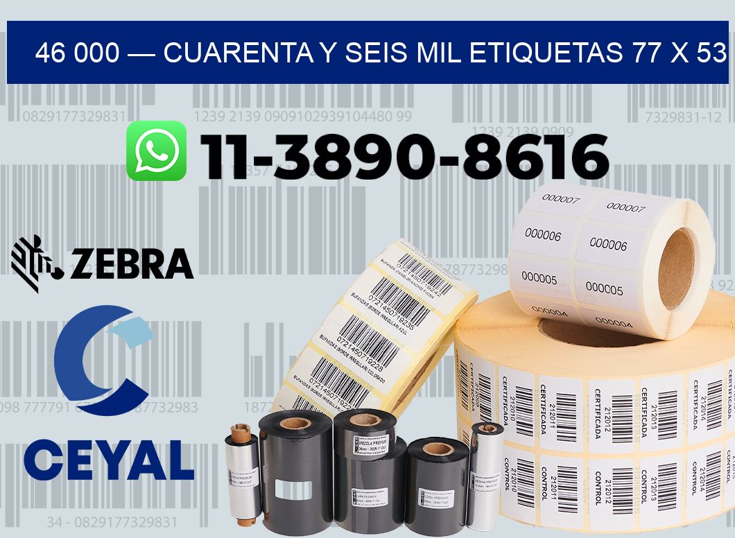 46 000 — cuarenta y seis mil etiquetas 77 x 53
