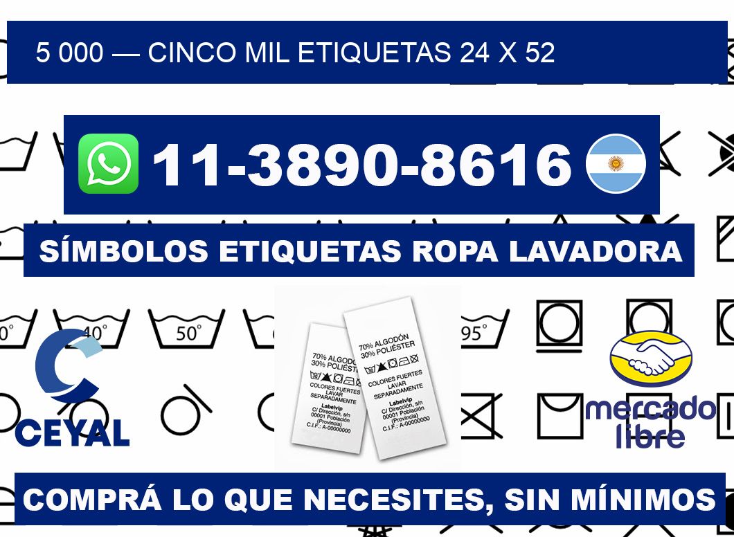 5 000 — cinco mil etiquetas 24 x 52