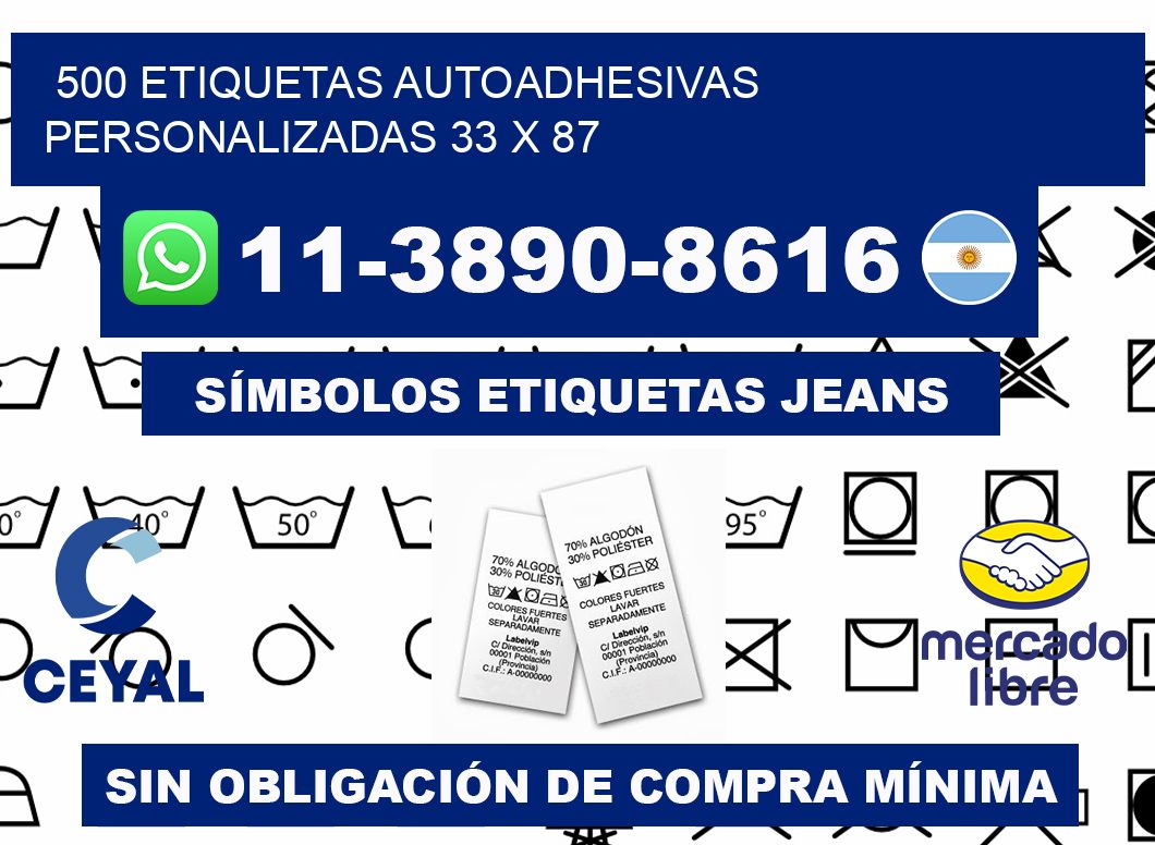 500 Etiquetas autoadhesivas personalizadas 33 x 87