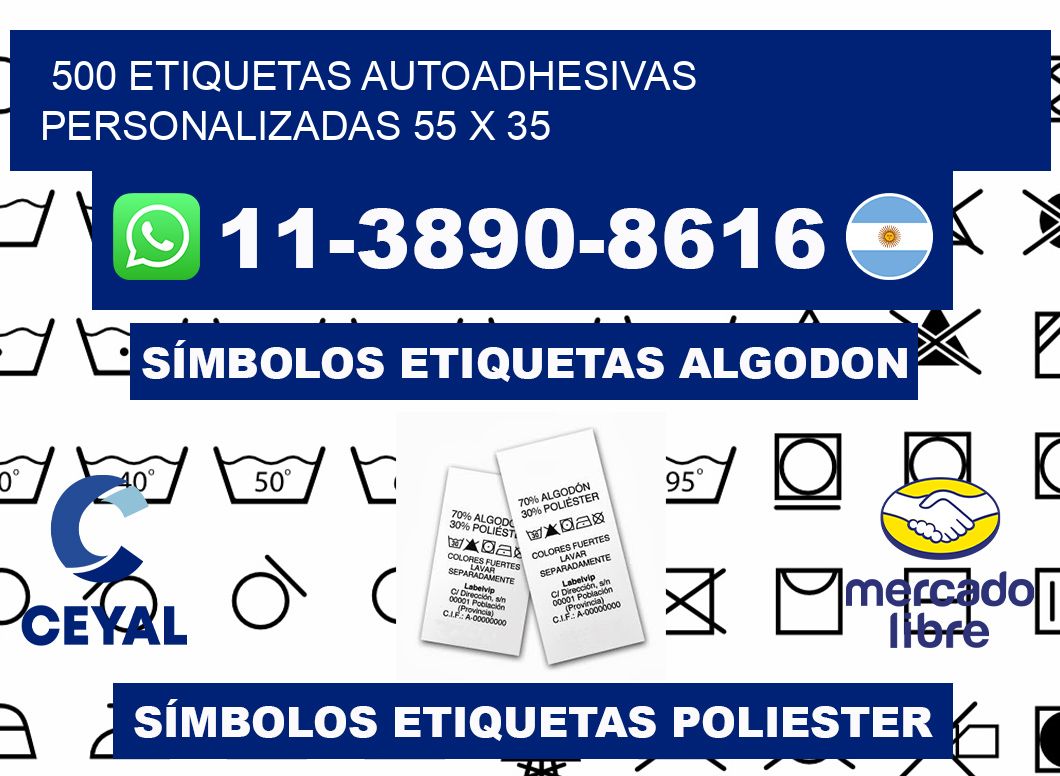 500 Etiquetas autoadhesivas personalizadas 55 x 35
