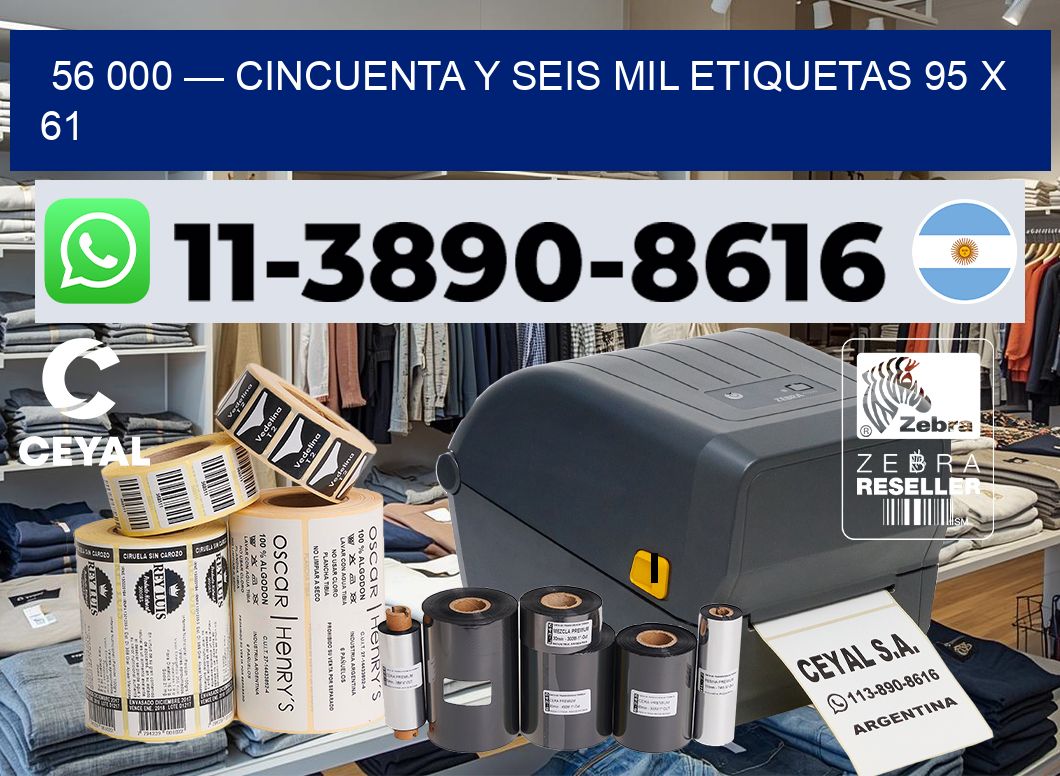 56 000 — cincuenta y seis mil etiquetas 95 x 61