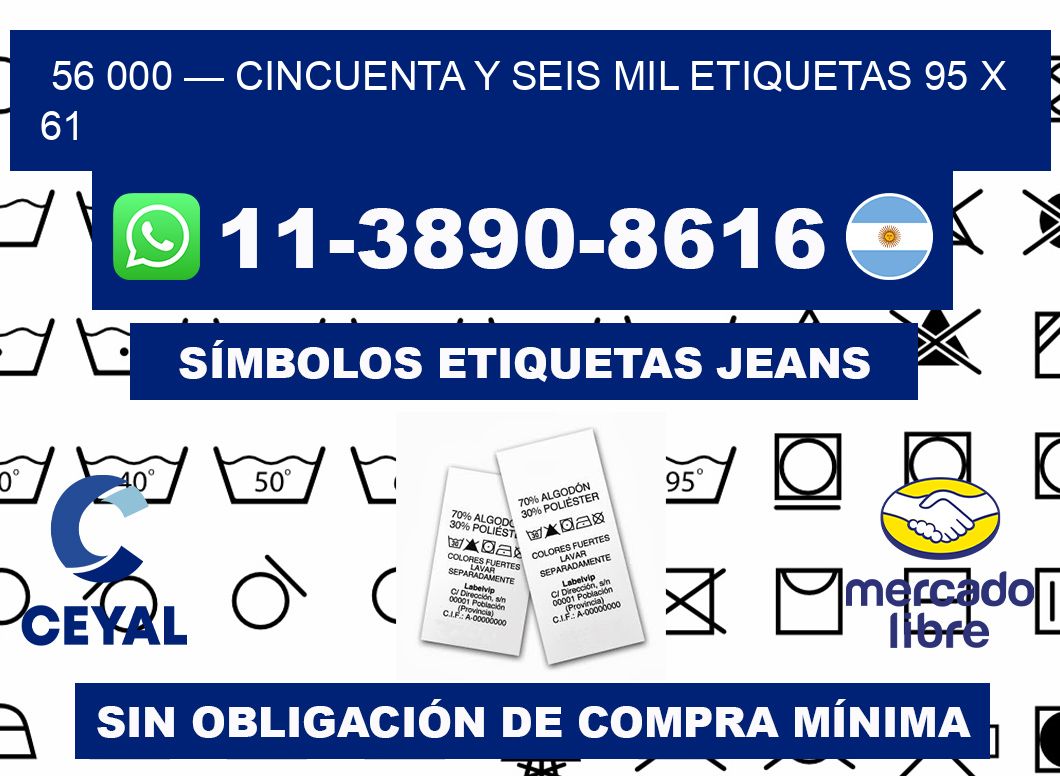 56 000 — cincuenta y seis mil etiquetas 95 x 61