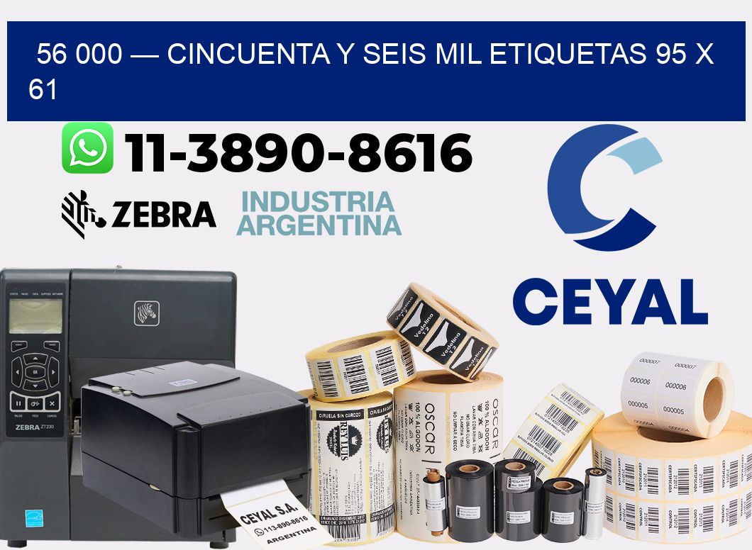 56 000 — cincuenta y seis mil etiquetas 95 x 61