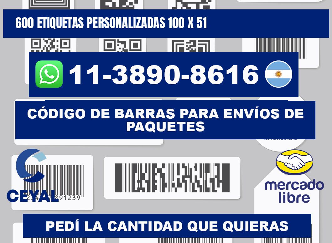 600 ETIQUETAS PERSONALIZADAS 100 x 51
