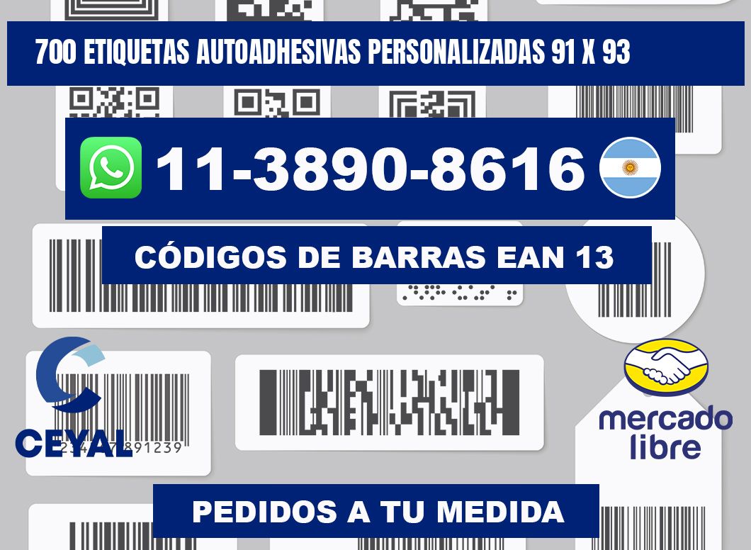 700 Etiquetas autoadhesivas personalizadas 91 x 93