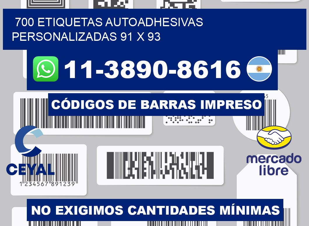 700 Etiquetas autoadhesivas personalizadas 91 x 93