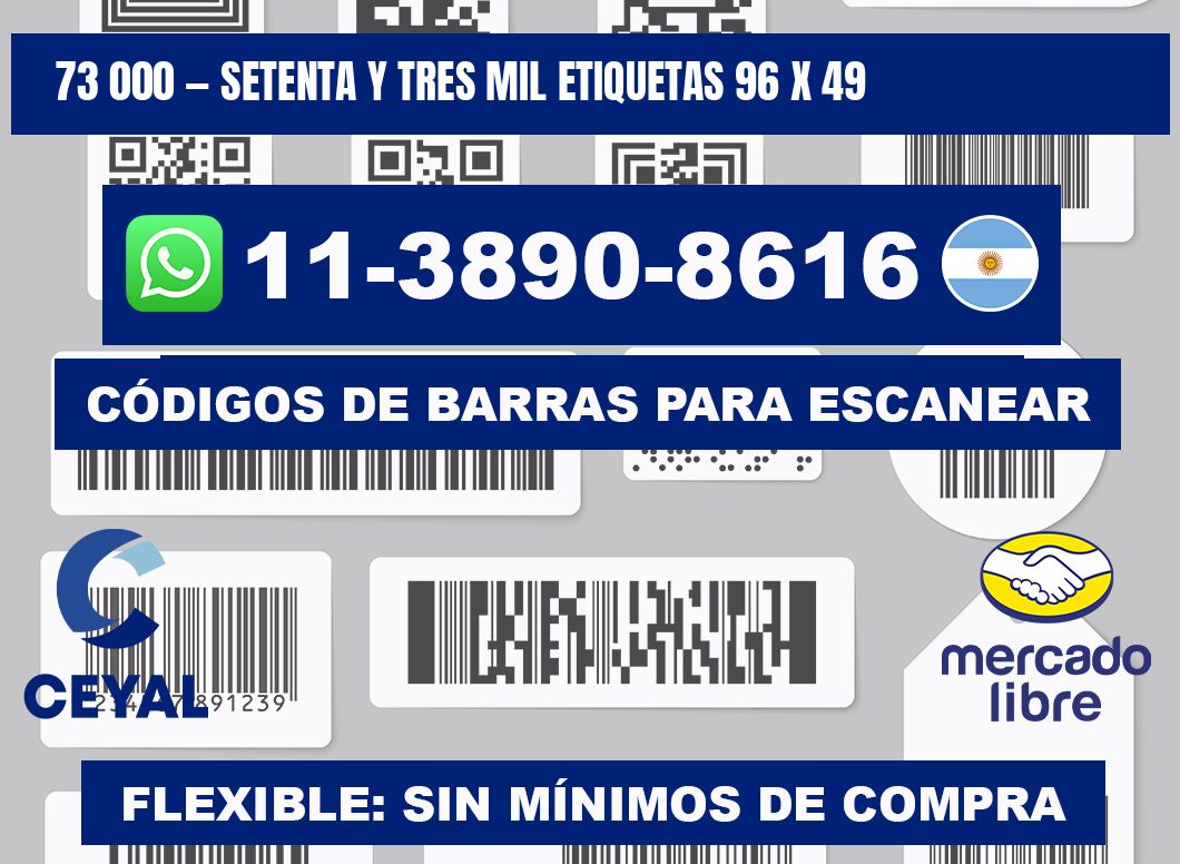 73 000 — setenta y tres mil etiquetas 96 x 49