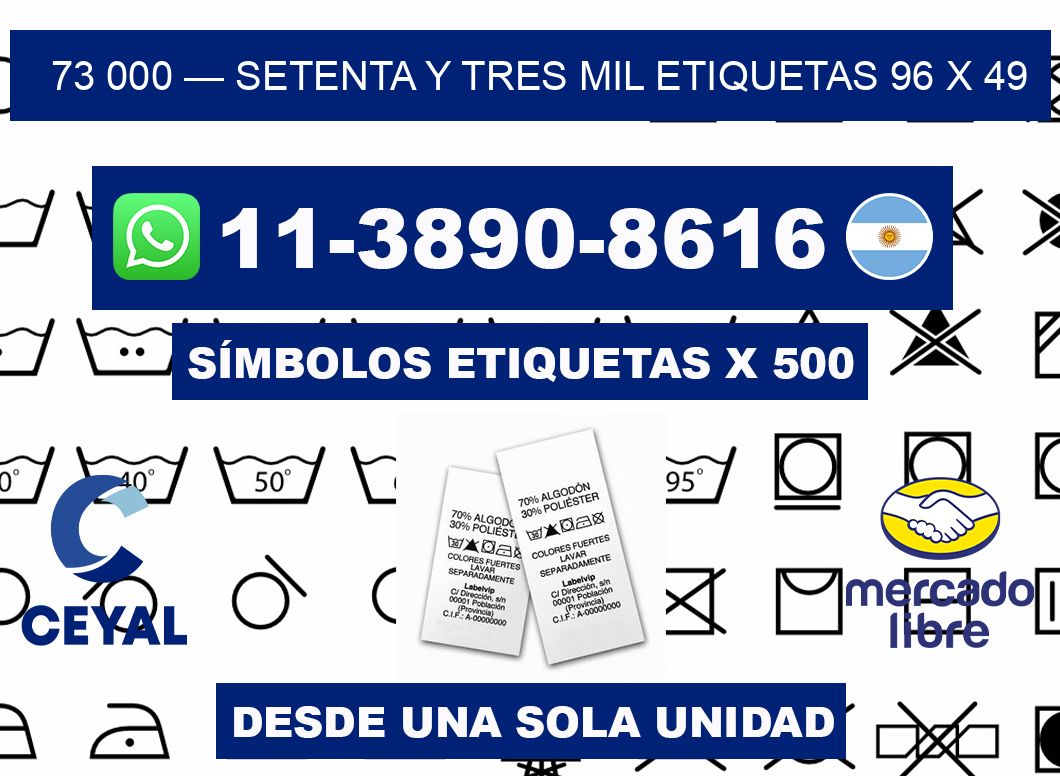 73 000 — setenta y tres mil etiquetas 96 x 49