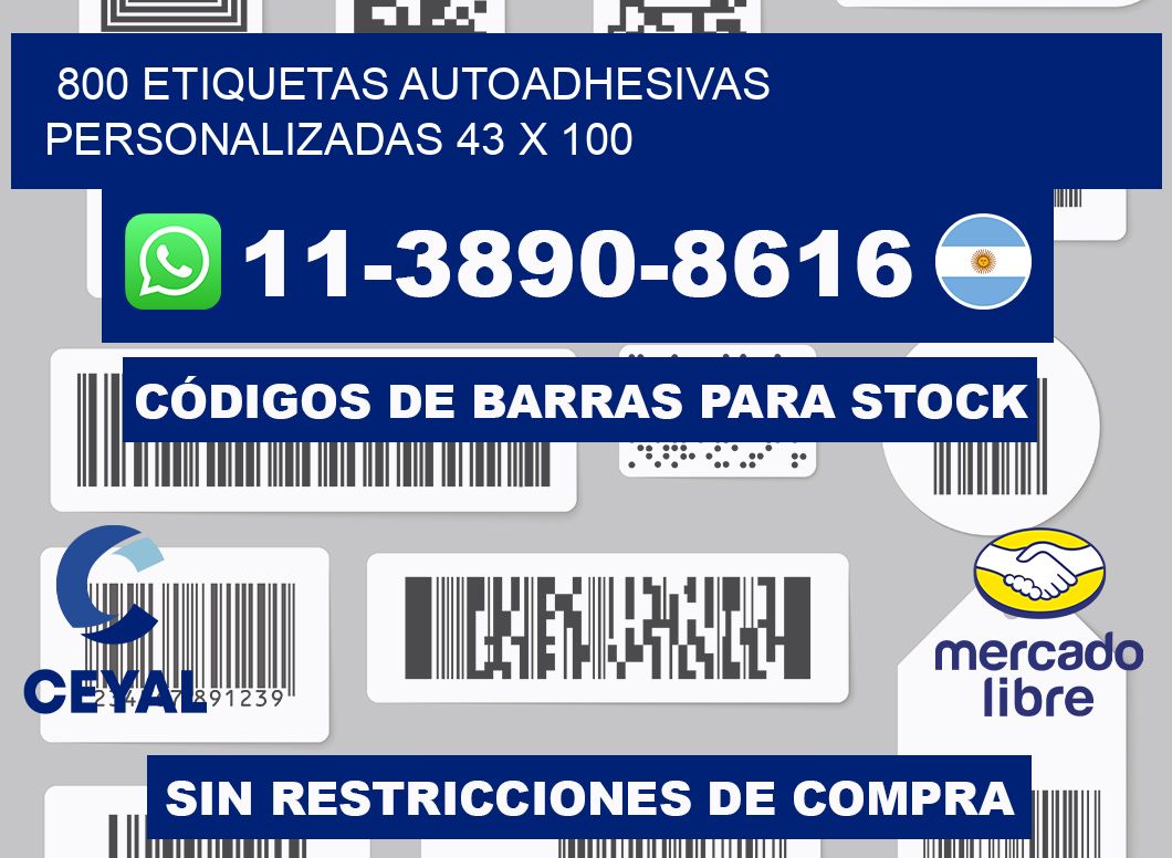 800 Etiquetas autoadhesivas personalizadas 43 x 100