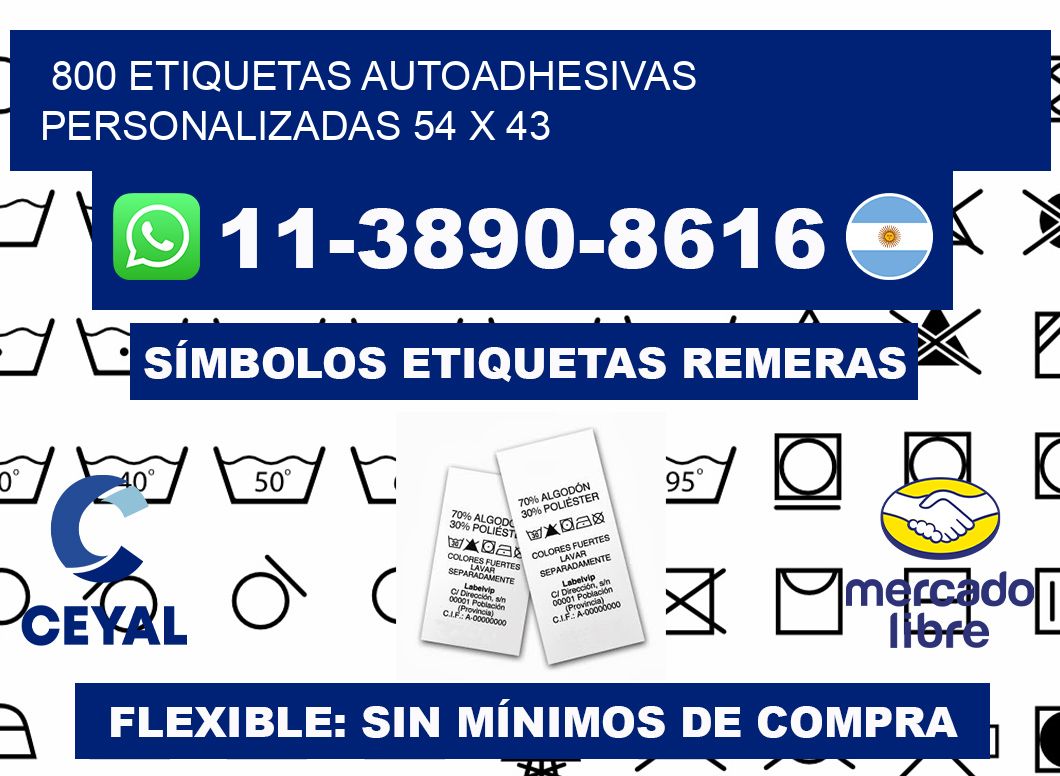 800 Etiquetas autoadhesivas personalizadas 54 x 43
