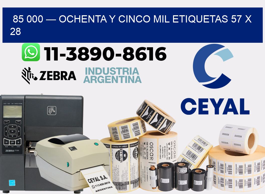85 000 — ochenta y cinco mil etiquetas 57 x 28